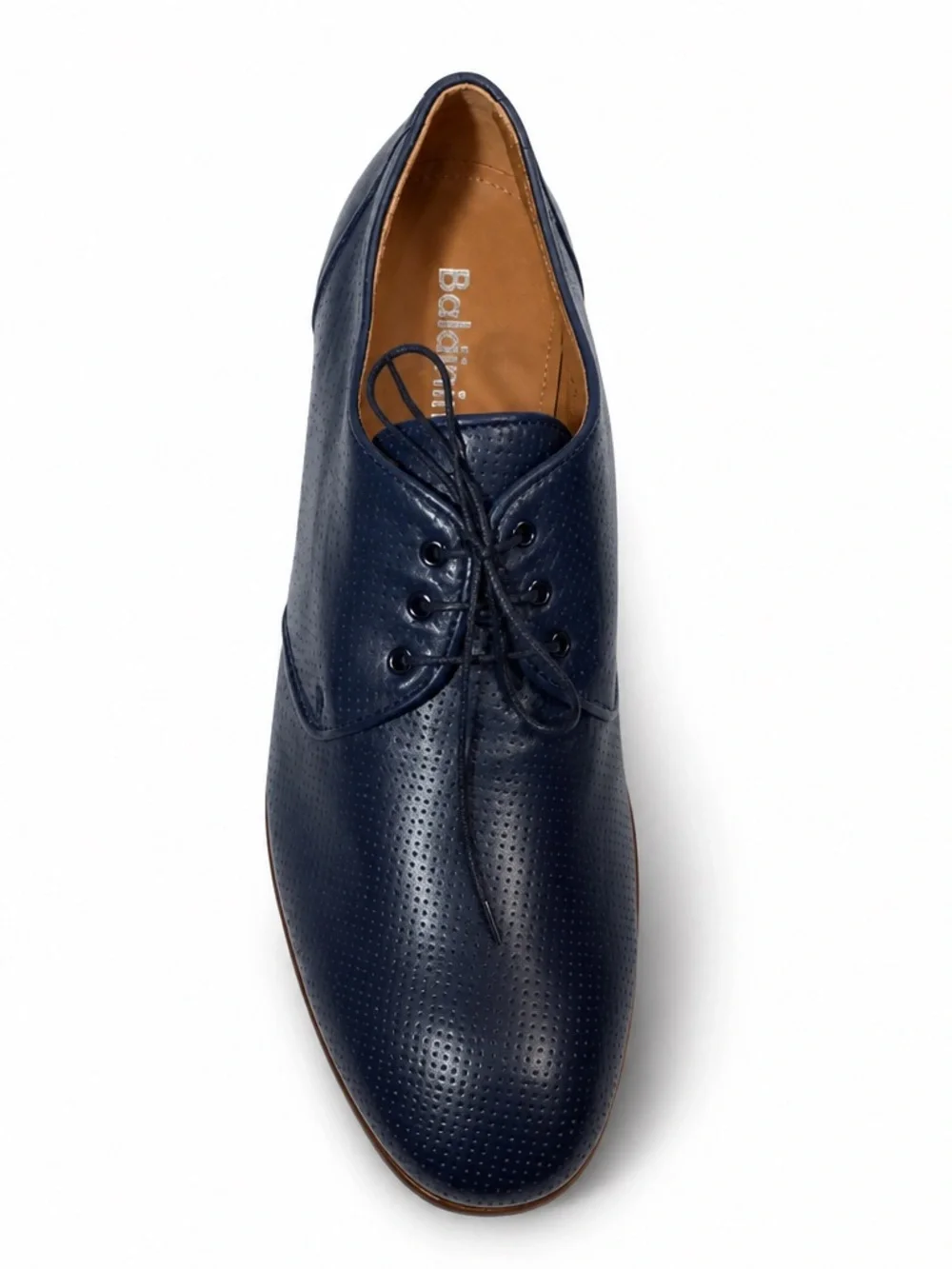 Baldinini Men’s Navy Perforated Soft Leather Comfort Derby Shoes
